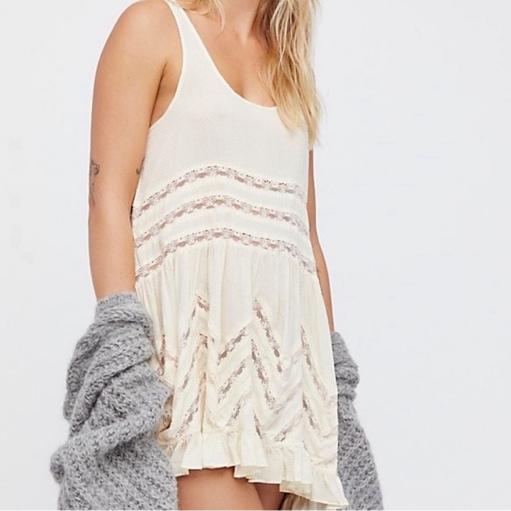 Pure WhiteFree People Voile Trapeze Slip Dress White (Size Small) - Like New